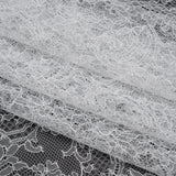 French Chantilly Lace with Scalloped Edges by Solstiss - White Delicate Floral