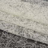 French Chantilly Lace with Scalloped Edges by Solstiss - Ivory Delicate Floral