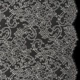 French Chantilly Lace with Scalloped Edges by Solstiss - Ivory Delicate Floral