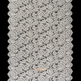 French Mercerized Cotton Leavers Lace with Finished Scalloped Edges by Solstiss - Greige Bold Florals