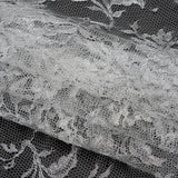 French Metallic Chantilly Lace with Finished Scalloped Edges by Solstiss - Metallic Silver and Greige Flowers