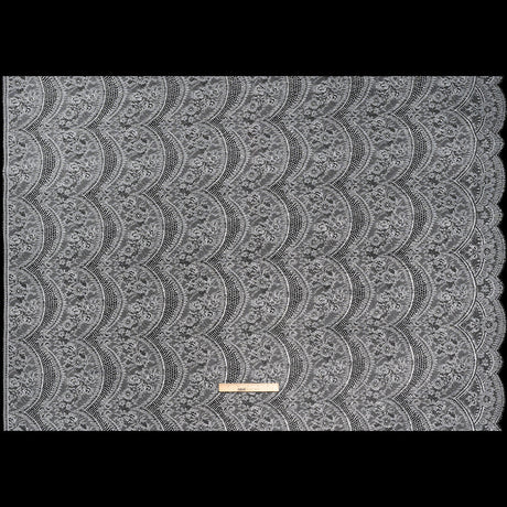 French Metallic Lace by Solstiss - Metallic Silver and Greige Floral Scallops