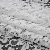 French Corded Polyester and Cotton Lace with Finished Scalloped Edges - White Classic Floral