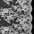 French Cotton Blend Re-Embroidered Lace with Finished Scalloped Edges - White Classic Floral