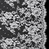 French Cotton Blend Re-Embroidered Lace with Finished Scalloped Edges - White Classic Floral