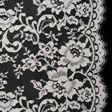 French Cotton Blend Leavers Lace with Finished Scalloped Edges - Greige Classic Floral