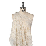 French Cotton Blend Leavers Lace with Finished Scalloped Edges by Solstiss - Greige Sweet Roses