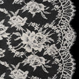 French Cotton Blend Leavers Lace with Finished Scalloped Edges by Solstiss - Greige Sweet Roses
