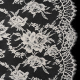 French Cotton Blend Leavers Lace with Finished Scalloped Edges by Solstiss - Greige Sweet Roses