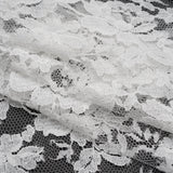 French Cotton Blend Leavers Lace with Finished Scalloped Edges by Solstiss - White Dancing Flowers