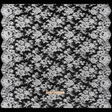French Cotton Blend Leavers Lace with Finished Scalloped Edges by Solstiss - White Dancing Flowers