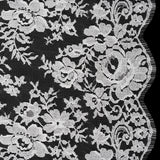 French Cotton Blend Leavers Lace with Finished Scalloped Edges by Solstiss - White Dancing Flowers