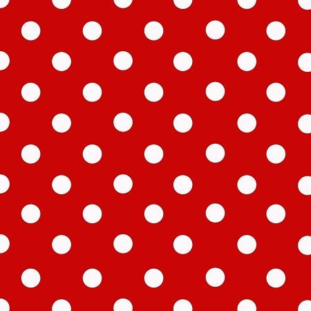 1/2″ Half Inch White Polka Dot on Red Poly Cotton Fabric,