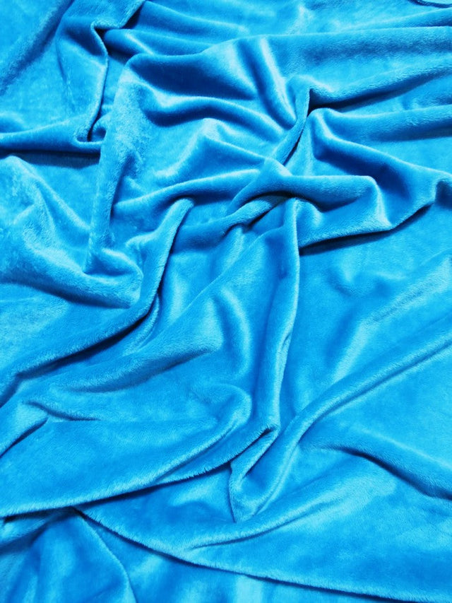Neon Blue Minky Solid Baby Soft Fabric by the Yard