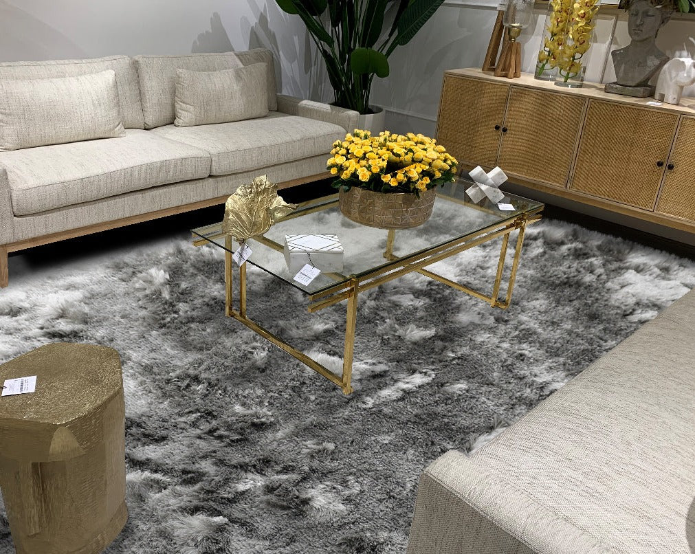 Brisa Shag Viscose Polyester Fabric - Smoke Silver, Shag, 2" Pile Height (1 Rug)