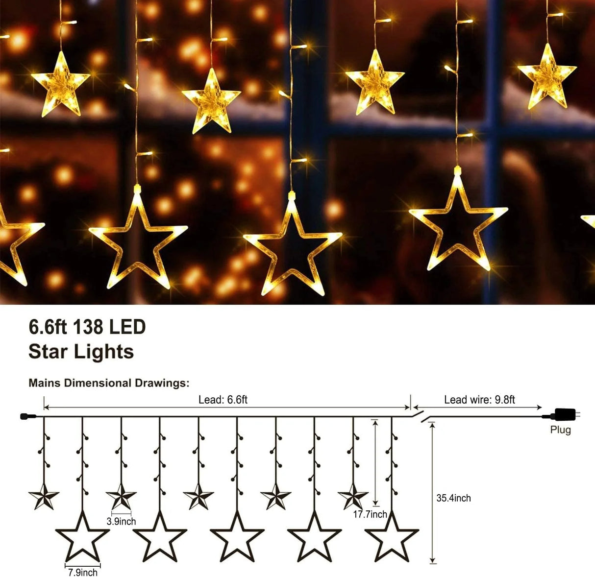 138 LED Star Curtain Light for Halloween Decor