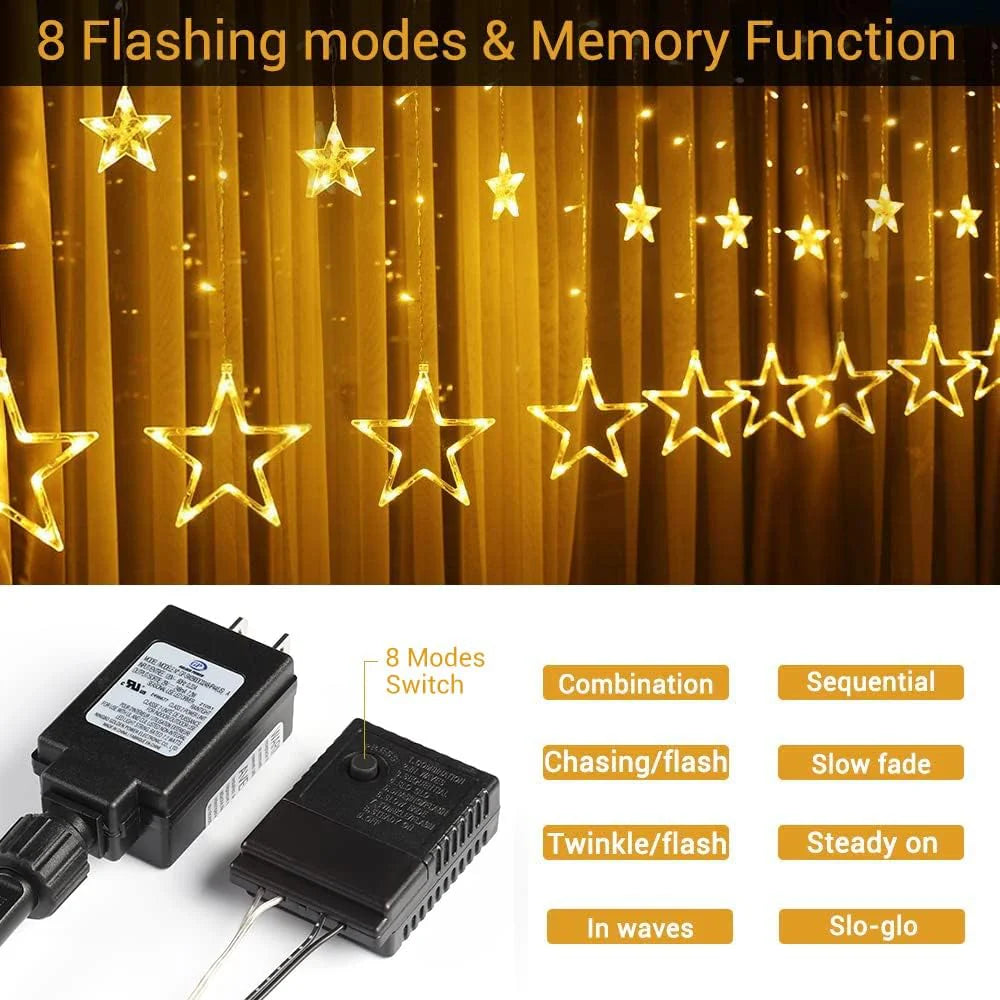 138 LED Star Curtain Light for Halloween Decor