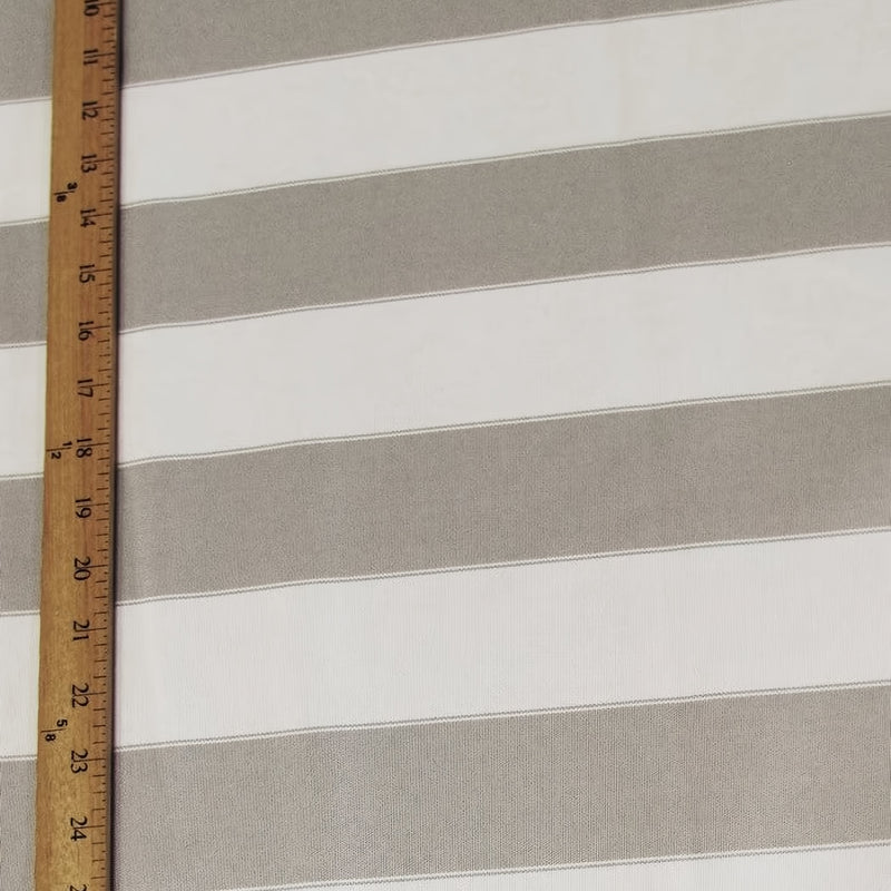 2 Tone Stripe Deck Canvas Outdoor Waterproof Fabric Light Gray/Ivory