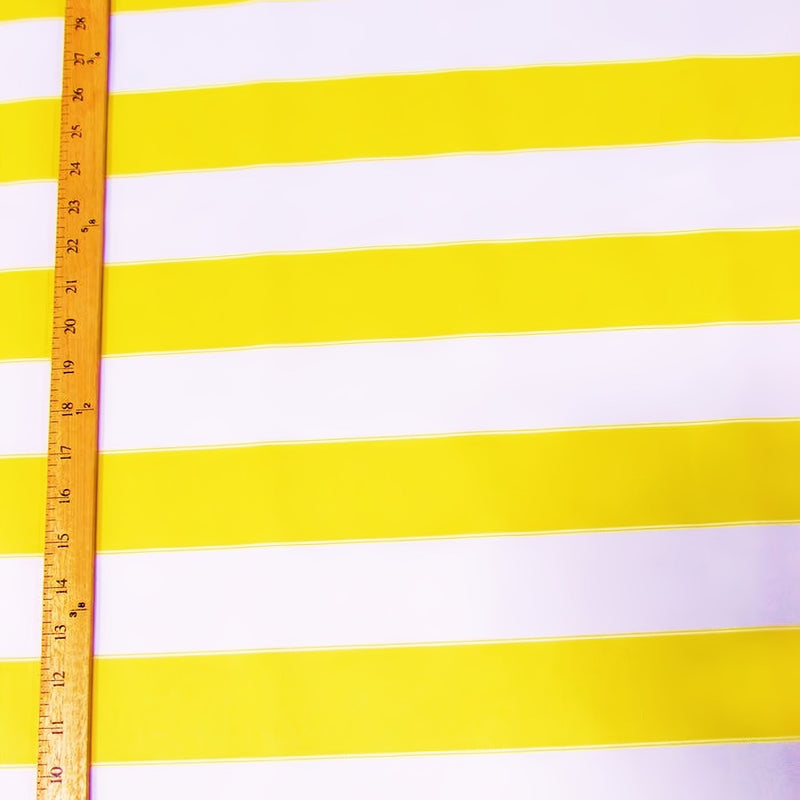 2 Tone Stripe Deck Canvas Outdoor Waterproof Fabric Yellow/White