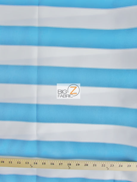 2 Tone Stripe Deck Canvas Outdoor Waterproof Fabric Aqua/White