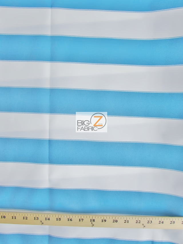 2 Tone Stripe Deck Canvas Outdoor Waterproof Fabric Aqua/White