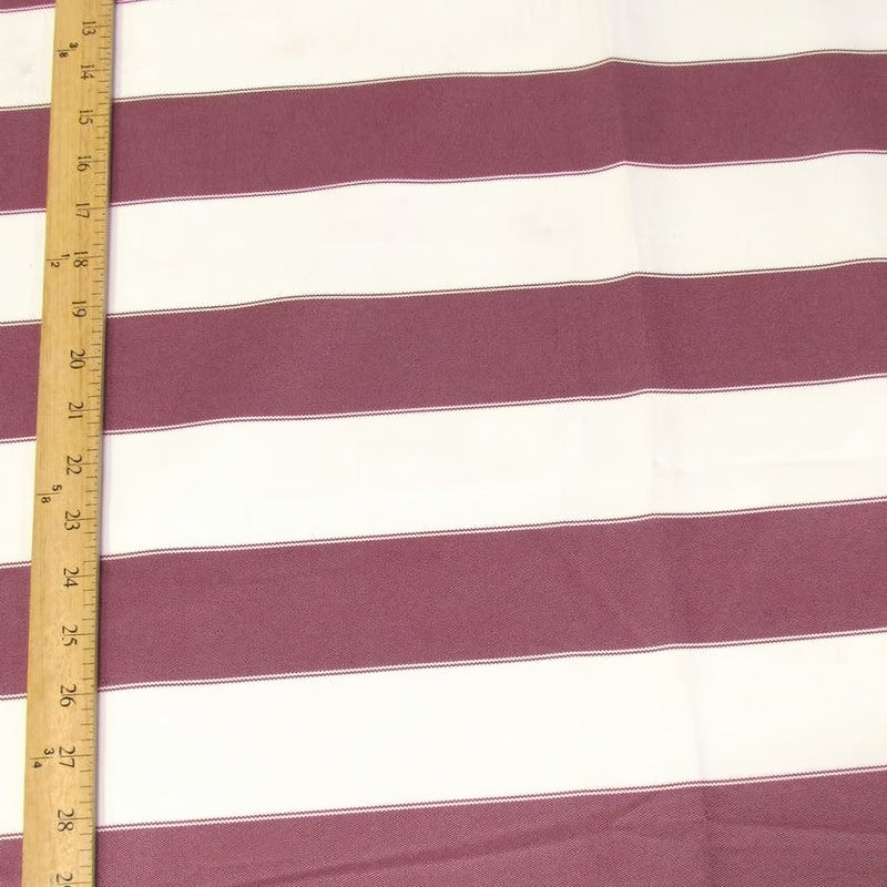 2 Tone Stripe Deck Canvas Outdoor Waterproof Fabric Burgundy/Off White