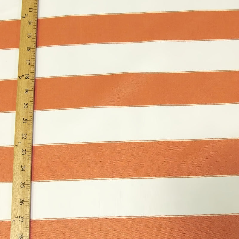 2 Tone Stripe Deck Canvas Outdoor Waterproof Fabric Orange/Off White