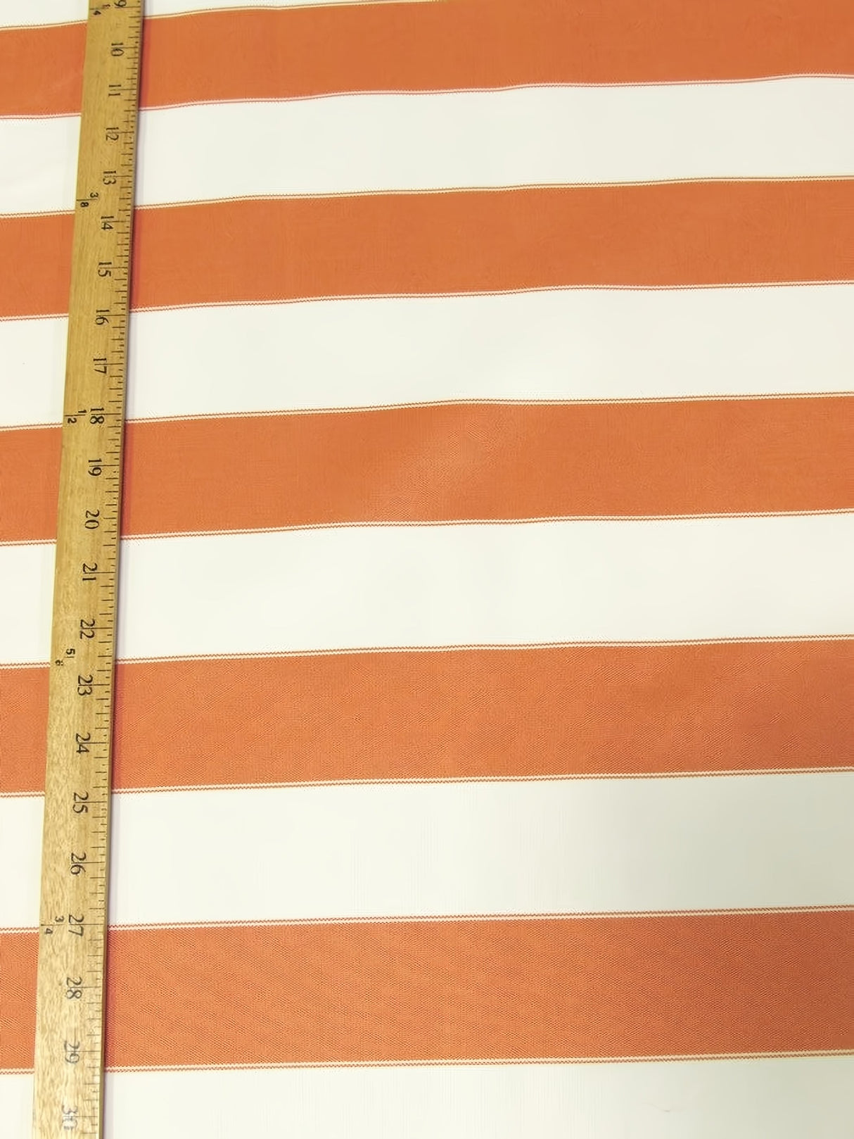 2 Tone Stripe Deck Canvas Outdoor Waterproof Fabric Orange/Off White