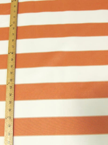 2 Tone Stripe Deck Canvas Outdoor Waterproof Fabric Orange/Off White