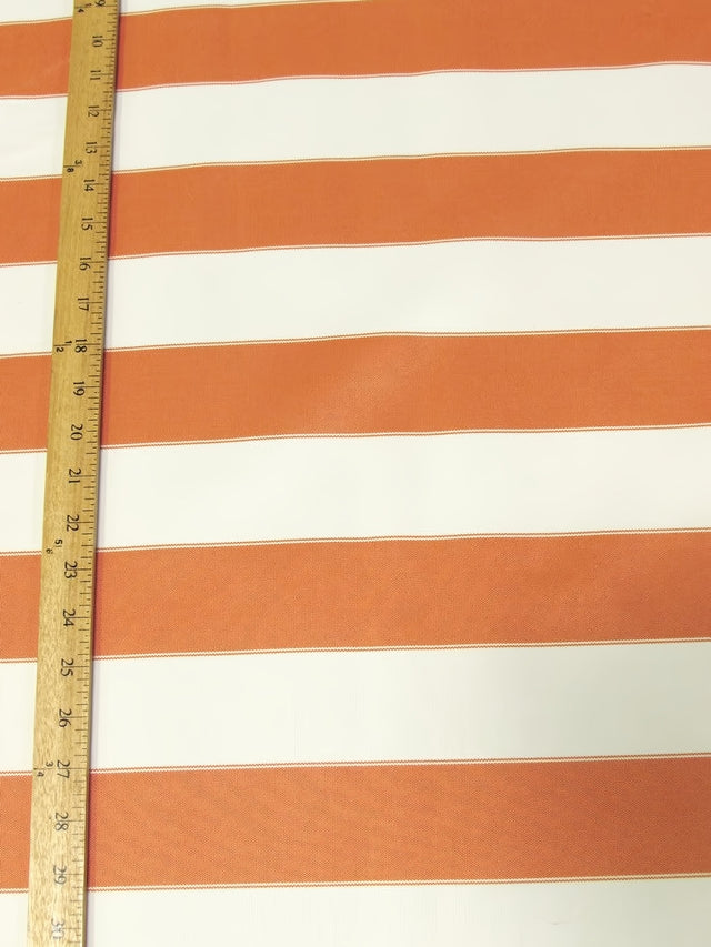 2 Tone Stripe Deck Canvas Outdoor Waterproof Fabric Orange/Off White