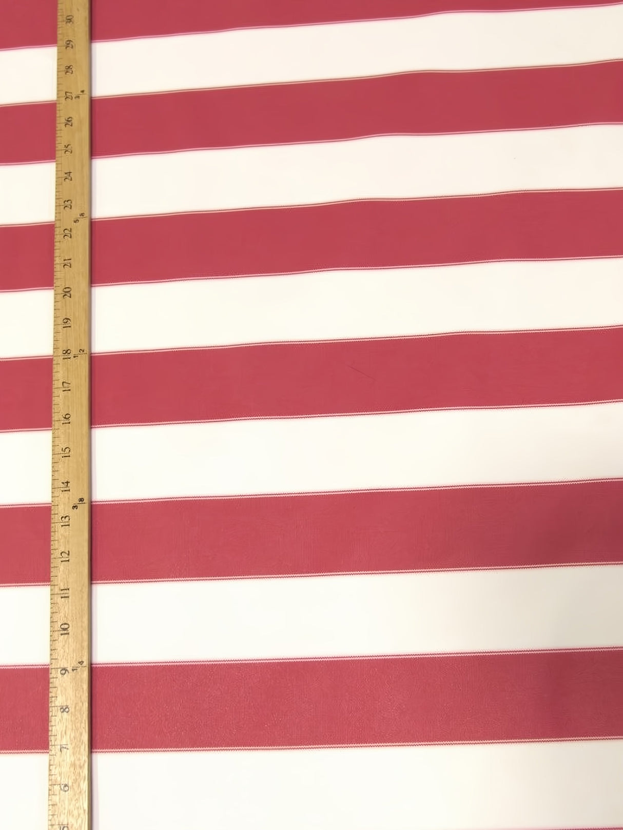 2 Tone Stripe Deck Canvas Outdoor Waterproof Fabric Red/White
