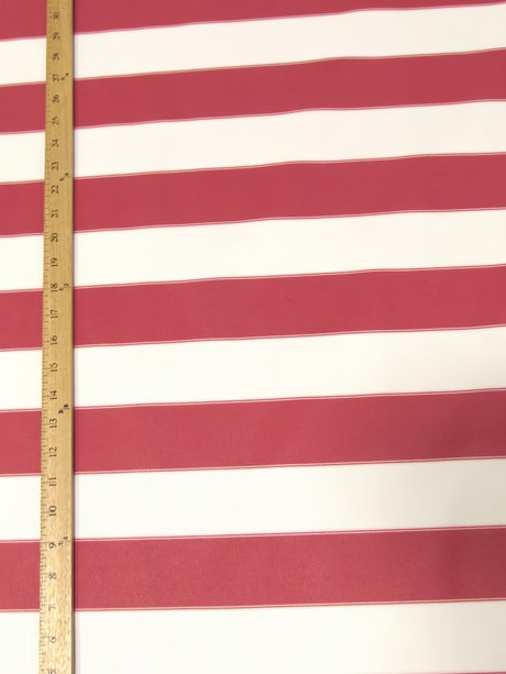 2 Tone Stripe Deck Canvas Outdoor Waterproof Fabric Red/White
