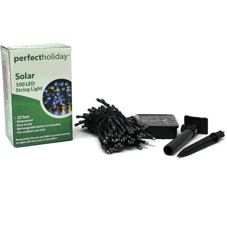 100 LED Solar String Lights – Multicolor, 32 ft
