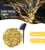100 LED Solar String Lights – Green Cable, 32 ft