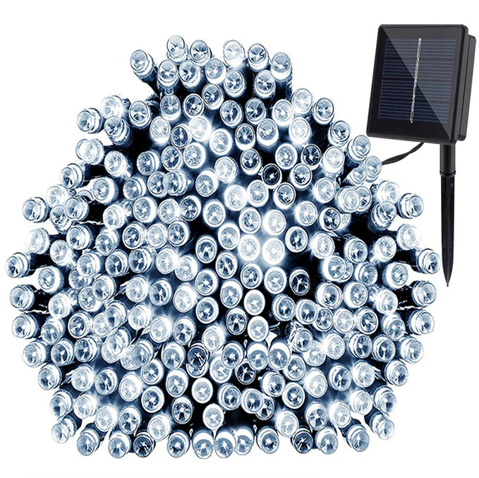 100 LED Solar String Lights – Green Cable, 32 ft