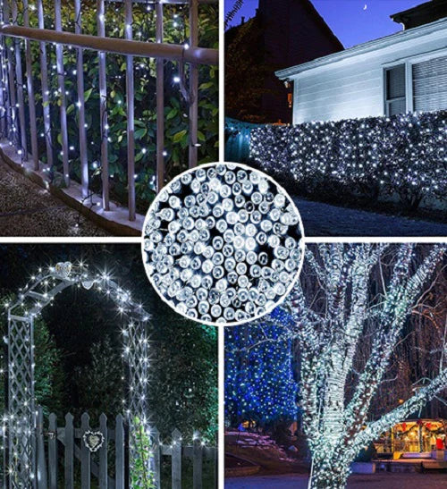 100 LED Solar String Lights – Green Cable, 32 ft