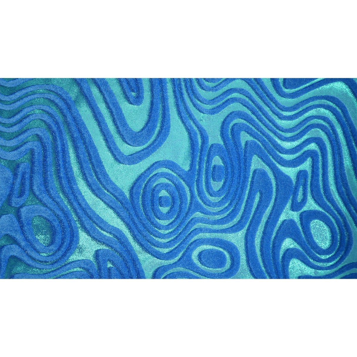 Sonic Swirl Embossed Foiled On Stretch Velvet Fabric - Black/Rainbow, Grape/Orange, Pacific Blue/Kelly, Volcano/Royal, 56" Width (1 Yard)