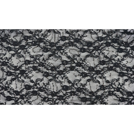 Sophia Stretch Lace Sequin Nylon Spandex Fabric - Sequin Lace, 48" Width, 2-Way Stretch, 129 GSM (1 Yard)
