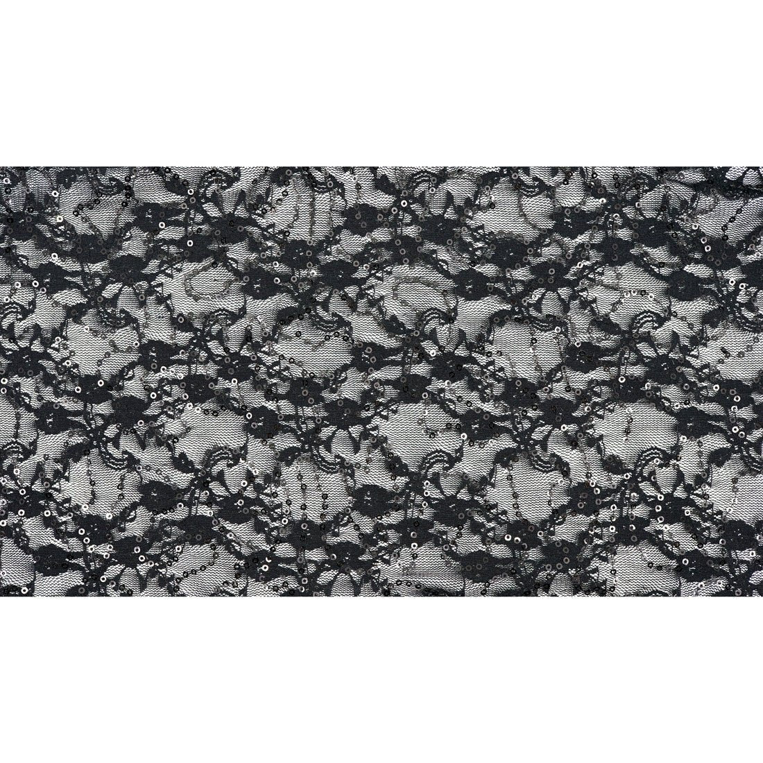 Sophia Stretch Lace Sequin Nylon Spandex Fabric - Black, Skin/Nude, Red, Lavender, Baby Blue, Mint, 48" Width (1 Yard)