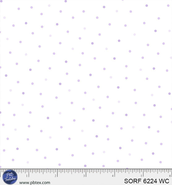 P&B Textiles Sorbet Flannel Cotton Fabric White With Purple Tonal Dots 44/45" Per Yard