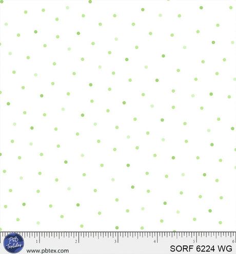 Cotton Flannel Fabric White With Green Tonal Dots 44/45"