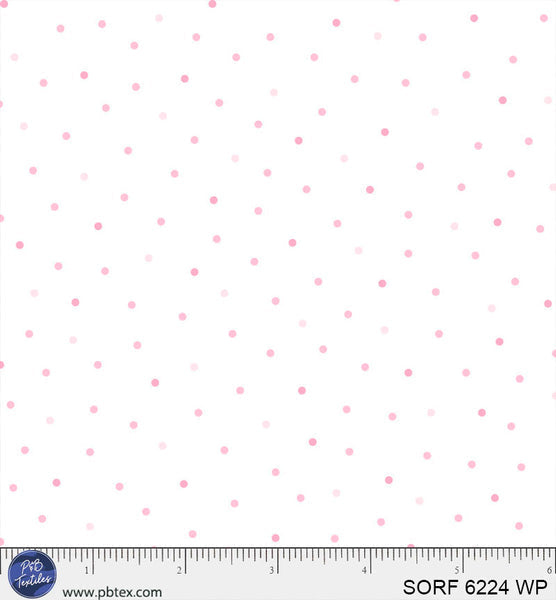 P&B Textiles Sorbet Flannel Cotton Fabric White With Pink Tonal Dots 44/45" Per Yard