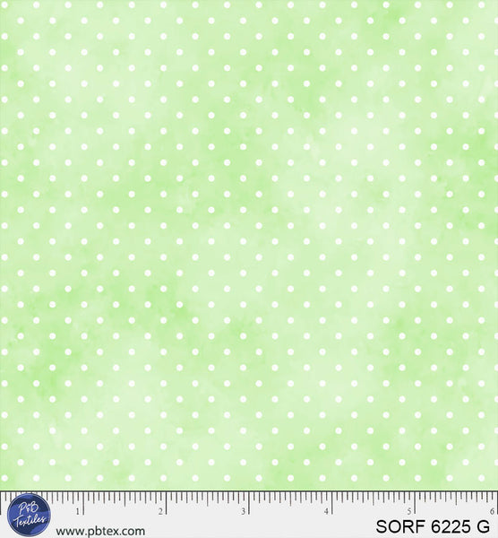 P&B Textiles Sorbet Flannel Green Pin Dot Cotton Fabric