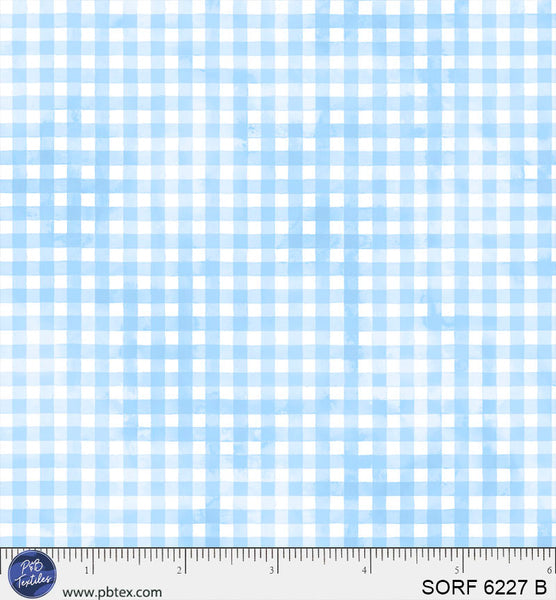 P&B Textiles Sorbet Flannel Blue Gingham Cotton Fabric