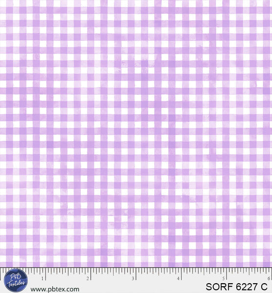 P&B Textiles Sorbet Flannel Purple Gingham Cotton Fabric