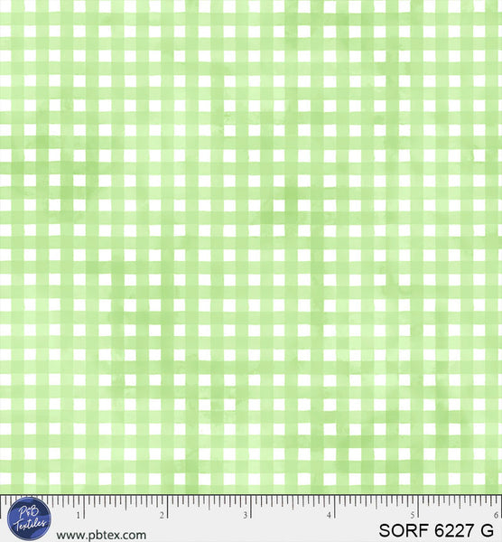P&B Textiles Sorbet Flannel Green Gingham Cotton Fabric