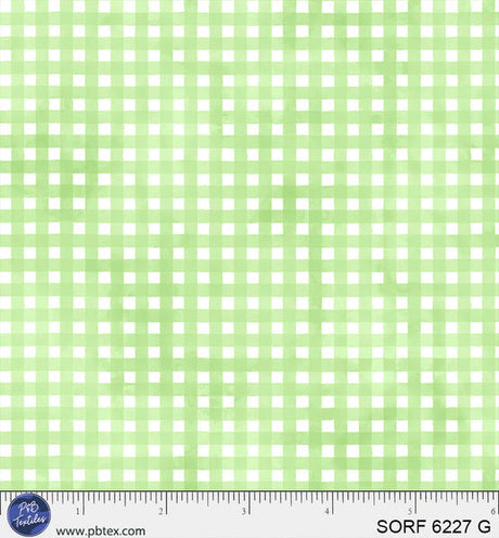 P&B Textiles Sorbet Flannel Green Gingham Cotton Fabric