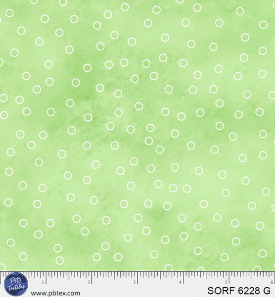 P&B Textiles Sorbet Flannel Green Open Dot Cotton Fabric