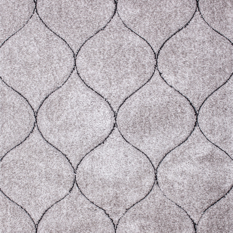 Touch Of Silver Shag Area Rug/Carpet 100 Percent Polyester Fabric - Plush Fluffy Shine 3D Geometric Design, Silver, 2" Pile Height (1 Piece)