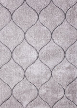 Touch Of Silver Shag Area Rug/Carpet 100 Percent Polyester Fabric - Plush Fluffy Shine 3D Geometric Design, Silver, 2" Pile Height (1 Piece)